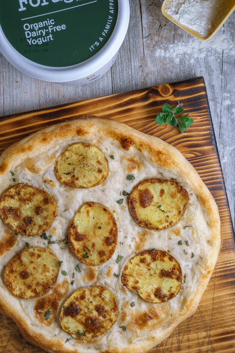 dairy-free vegan potato and ranch pizza